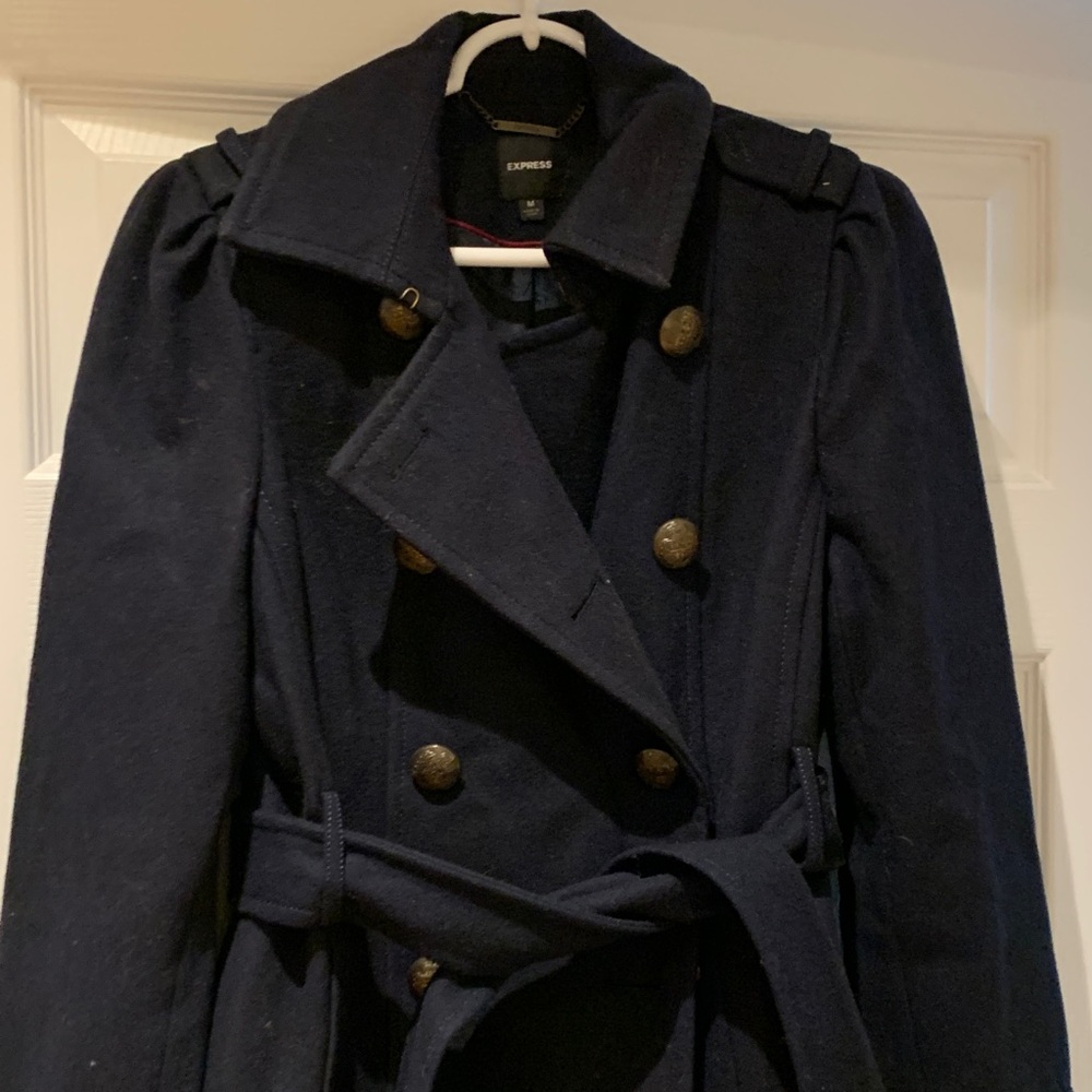 Women’s Navy Wool Blend Pea Coat